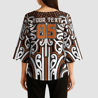 Custom Aotearoa Waikato Kimono Sleeve Blouse Maori Tribal Pattern Mix Poutama LT05 - Polynesian Pride