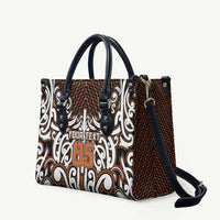 Custom Aotearoa Waikato Leather Bag Maori Tribal Pattern Mix Poutama