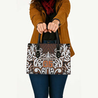 Custom Aotearoa Waikato Leather Bag Maori Tribal Pattern Mix Poutama