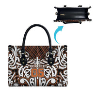 Custom Aotearoa Waikato Leather Bag Maori Tribal Pattern Mix Poutama