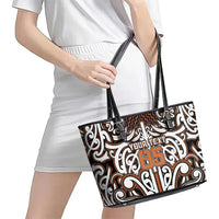 Custom Aotearoa Waikato Leather Tote Bag Maori Tribal Pattern Mix Poutama LT05 - Polynesian Pride