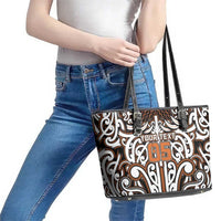 Custom Aotearoa Waikato Leather Tote Bag Maori Tribal Pattern Mix Poutama LT05 - Polynesian Pride