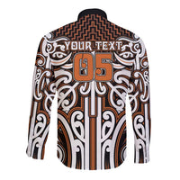 Custom Aotearoa Waikato Long Sleeve Button Shirt Maori Tribal Pattern Mix Poutama LT05 - Polynesian Pride
