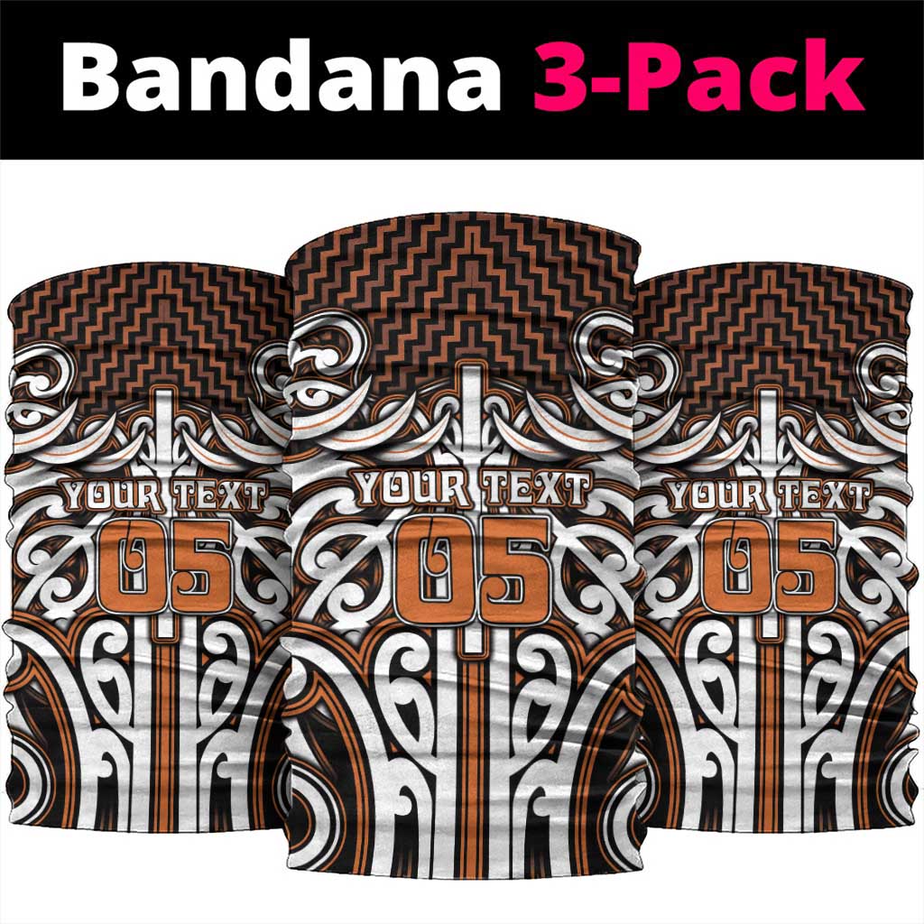 Custom Aotearoa Waikato Neck Gaiter Maori Tribal Pattern Mix Poutama LT05 package One Size: 25*50cm Orange - Polynesian Pride