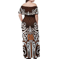 Custom Aotearoa Waikato Off Shoulder Maxi Dress Maori Tribal Pattern Mix Poutama LT05 - Polynesian Pride