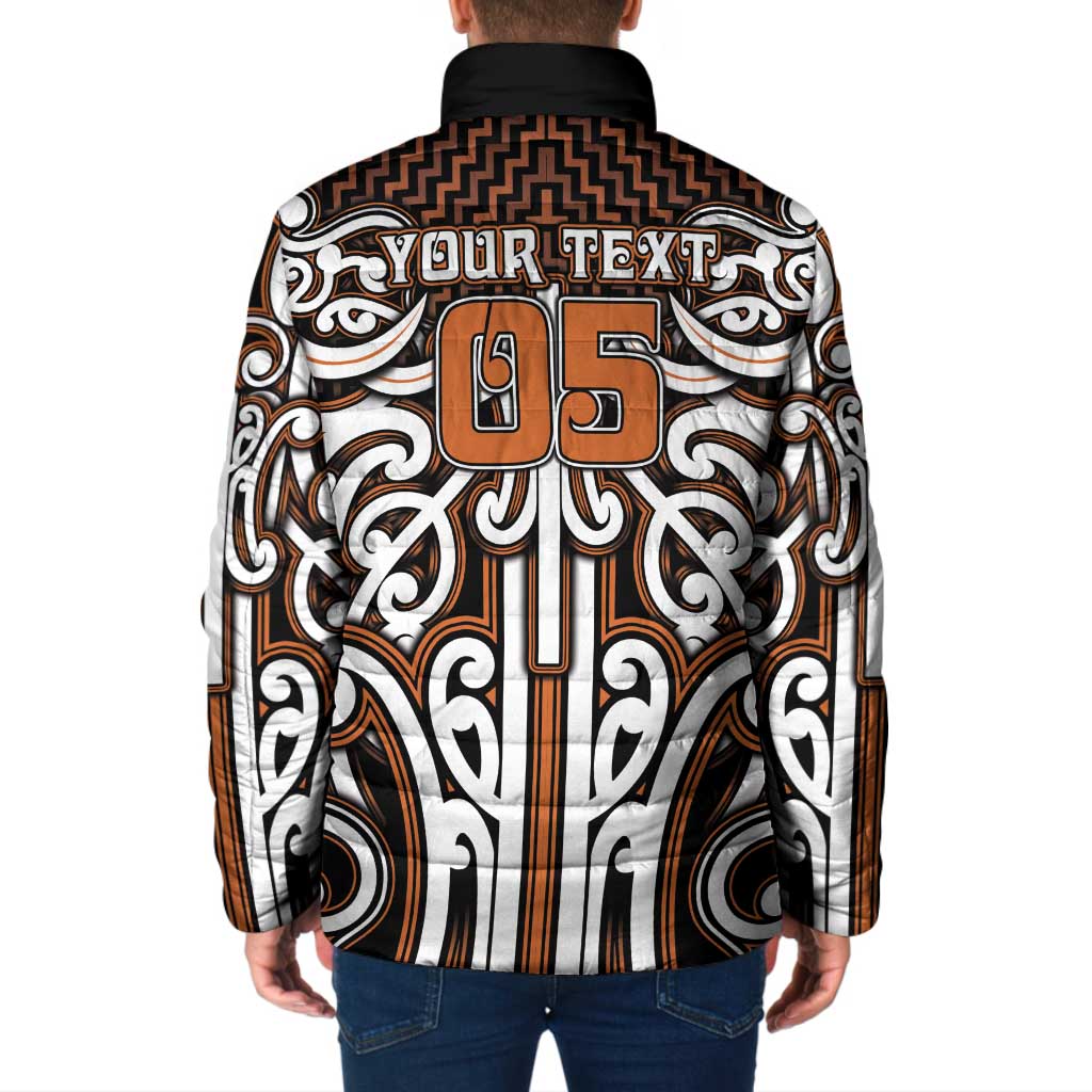Custom Aotearoa Waikato Padded Jacket Maori Tribal Pattern Mix Poutama LT05 - Polynesian Pride
