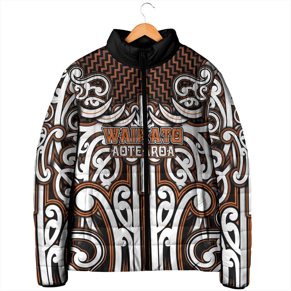 Custom Aotearoa Waikato Padded Jacket Maori Tribal Pattern Mix Poutama LT05 - Polynesian Pride