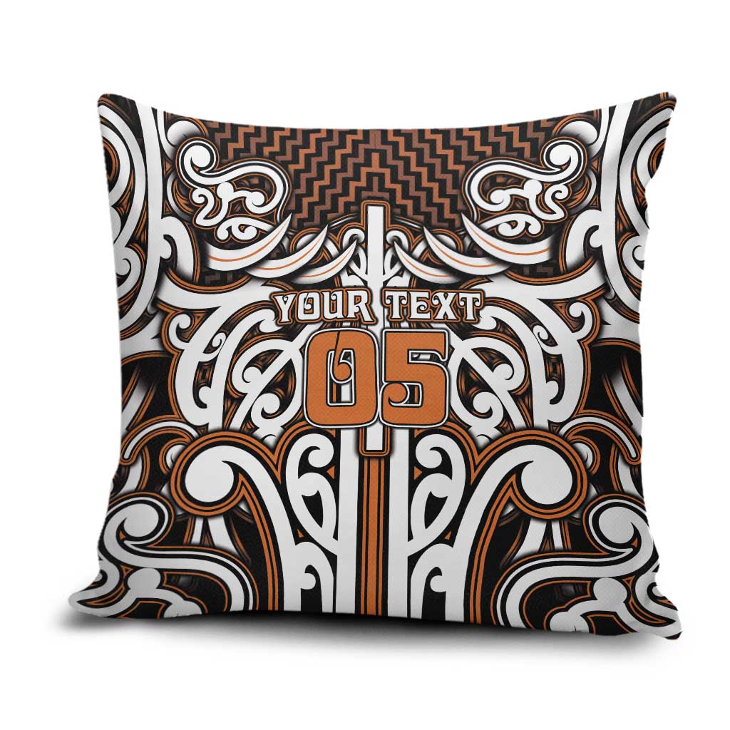 Custom Aotearoa Waikato Pillow Cover Maori Tribal Pattern Mix Poutama LT05 Orange - Polynesian Pride