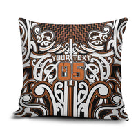 Custom Aotearoa Waikato Pillow Cover Maori Tribal Pattern Mix Poutama LT05 Orange - Polynesian Pride