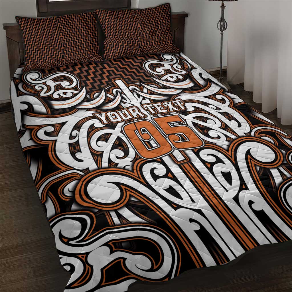 Custom Aotearoa Waikato Quilt Bed Set Maori Tribal Pattern Mix Poutama LT05 Orange - Polynesian Pride