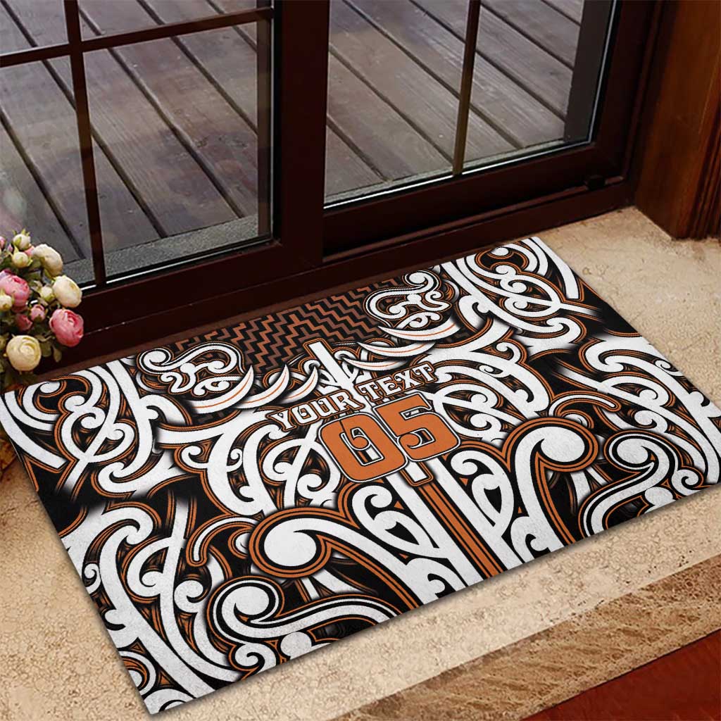 Custom Aotearoa Waikato Rubber Doormat Maori Tribal Pattern Mix Poutama