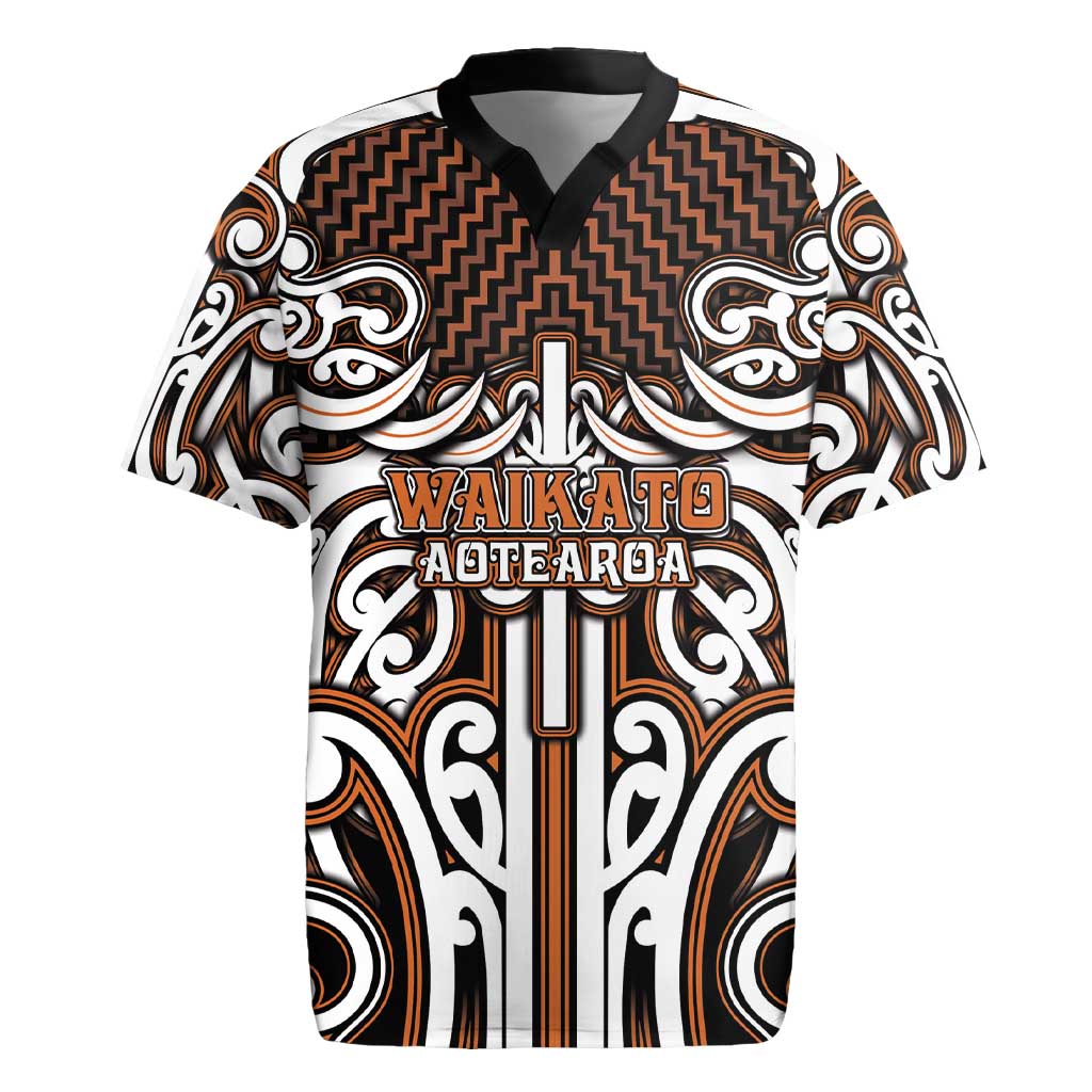 Custom Aotearoa Waikato Rugby Jersey Maori Tribal Pattern Mix Poutama