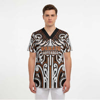 Custom Aotearoa Waikato Scrub Top Maori Tribal Pattern Mix Poutama LT05 - Polynesian Pride