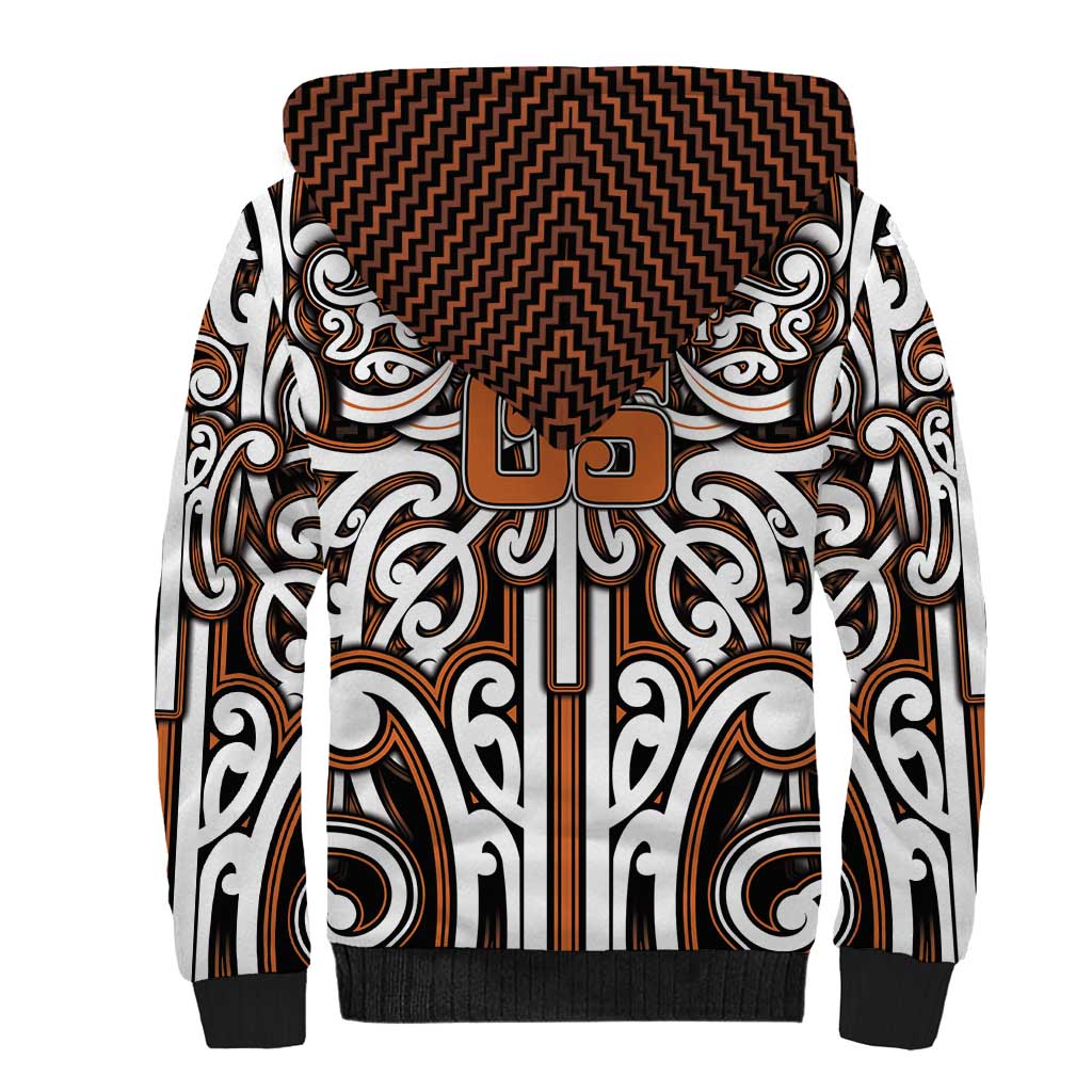 Custom Aotearoa Waikato Sherpa Hoodie Maori Tribal Pattern Mix Poutama LT05 - Polynesian Pride