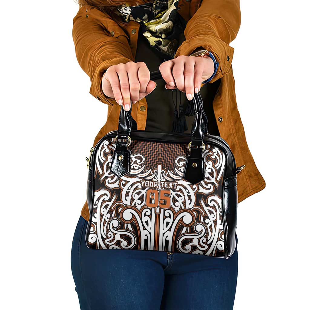 Custom Aotearoa Waikato Shoulder Handbag Maori Tribal Pattern Mix Poutama LT05 One Size Orange - Polynesian Pride