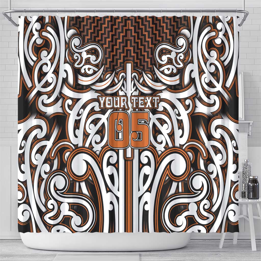 Custom Aotearoa Waikato Shower Curtain Maori Tribal Pattern Mix Poutama LT05 - Polynesian Pride