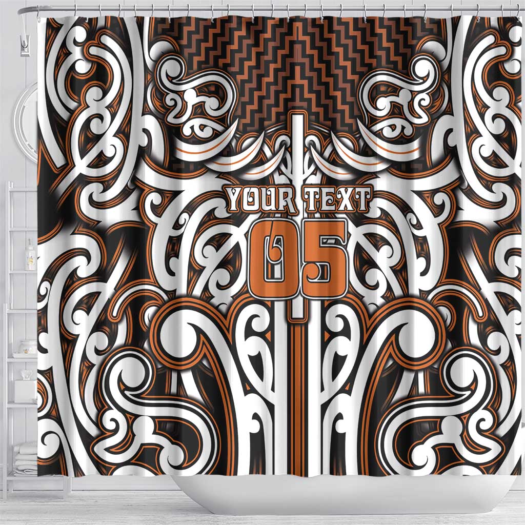 Custom Aotearoa Waikato Shower Curtain Maori Tribal Pattern Mix Poutama LT05 - Polynesian Pride