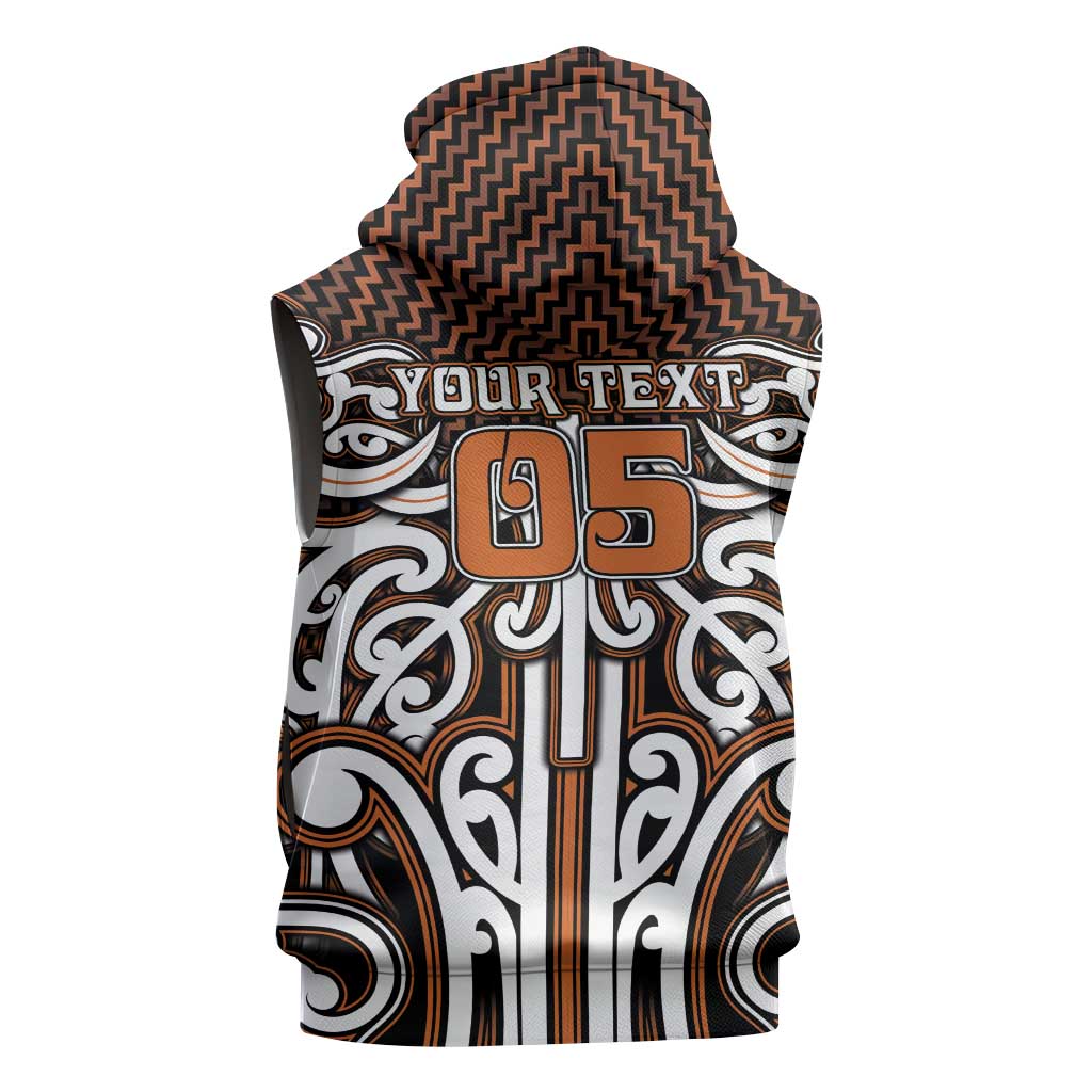 Custom Aotearoa Waikato Sleeveless Hoodie Maori Tribal Pattern Mix Poutama LT05 - Polynesian Pride