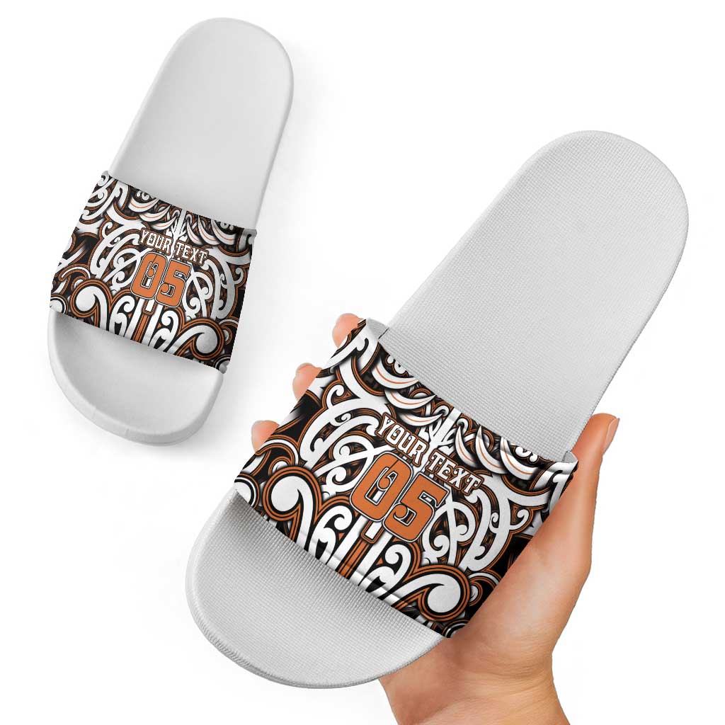 Custom Aotearoa Waikato Slide Sandals Maori Tribal Pattern Mix Poutama LT05 - Polynesian Pride