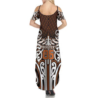 Custom Aotearoa Waikato Summer Maxi Dress Maori Tribal Pattern Mix Poutama LT05 - Polynesian Pride