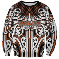 Custom Aotearoa Waikato Sweatshirt Maori Tribal Pattern Mix Poutama