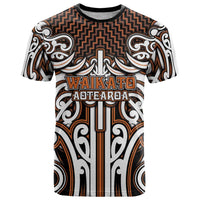 Custom Aotearoa Waikato T Shirt Maori Tribal Pattern Mix Poutama LT05 Orange - Polynesian Pride