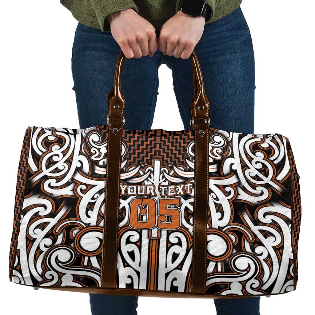 Custom Aotearoa Waikato Travel Bag Maori Tribal Pattern Mix Poutama LT05 Orange - Polynesian Pride
