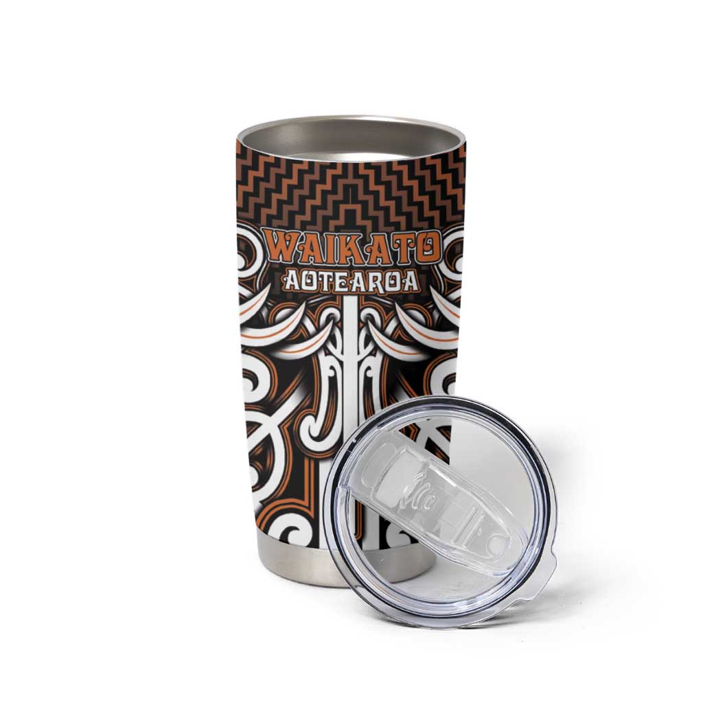 Custom Aotearoa Waikato Tumbler Cup Maori Tribal Pattern Mix Poutama LT05 - Polynesian Pride
