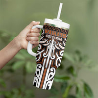 Custom Aotearoa Waikato Tumbler With Handle Maori Tribal Pattern Mix Poutama LT05 - Polynesian Pride