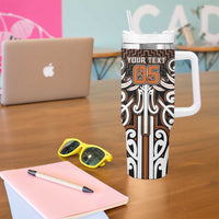 Custom Aotearoa Waikato Tumbler With Handle Maori Tribal Pattern Mix Poutama LT05 - Polynesian Pride