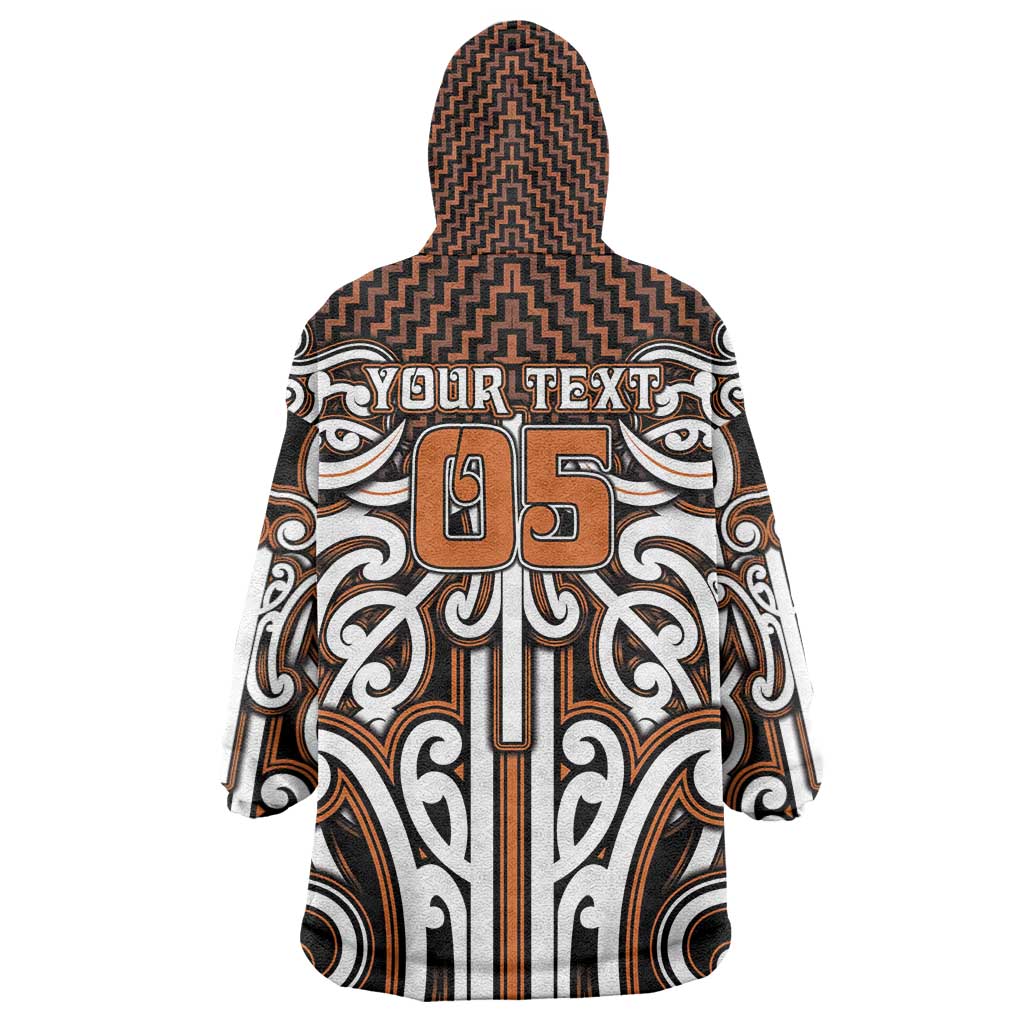 Custom Aotearoa Waikato Wearable Blanket Hoodie Maori Tribal Pattern Mix Poutama LT05 - Polynesian Pride