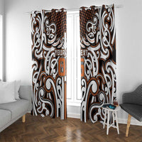 Custom Aotearoa Waikato Window Curtain Maori Tribal Pattern Mix Poutama LT05 With Grommets Orange - Polynesian Pride