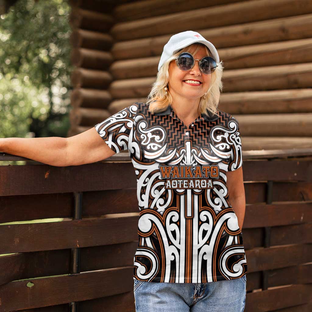 Custom Aotearoa Waikato Women Polo Shirt Maori Tribal Pattern Mix Poutama LT05 - Polynesian Pride