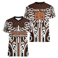 Custom Aotearoa Waikato Women V-Neck T-Shirt Maori Tribal Pattern Mix Poutama