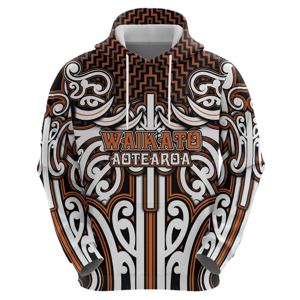 Custom Aotearoa Waikato Zip Hoodie Maori Tribal Pattern Mix Poutama LT05 - Polynesian Pride