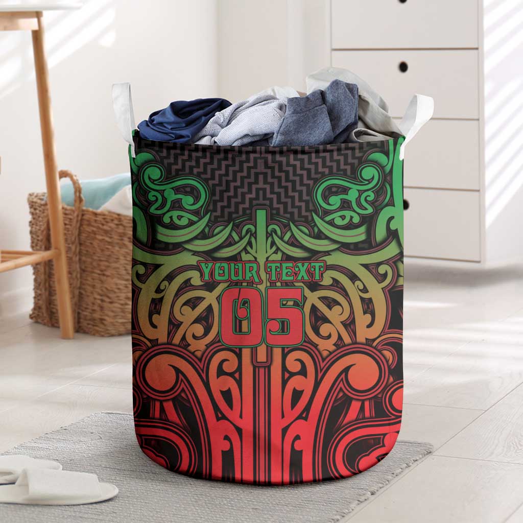 Custom Aotearoa Tuhoe Laundry Basket Maori Tribal Pattern Mix Poutama LT05 Black - Polynesian Pride