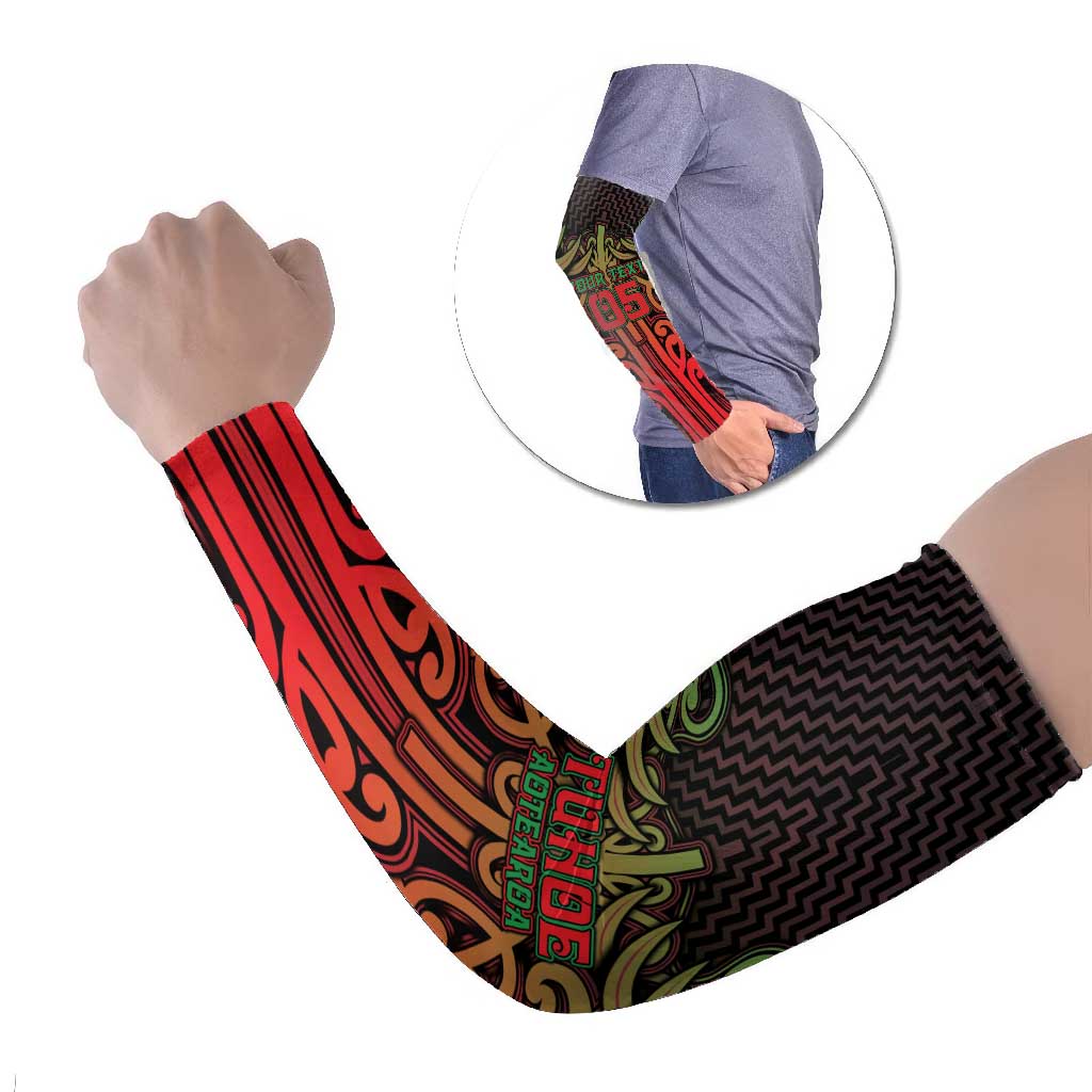 Custom Aotearoa Tuhoe Arm Sleeves Maori Tribal Pattern Mix Poutama LT05 Set of 2 Black - Polynesian Pride
