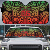 Custom Aotearoa Tuhoe Auto Sun Shade Maori Tribal Pattern Mix Poutama LT05 Black - Polynesian Pride