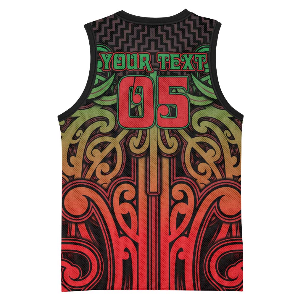 Custom Aotearoa Tuhoe Basketball Jersey Maori Tribal Pattern Mix Poutama LT05 - Polynesian Pride
