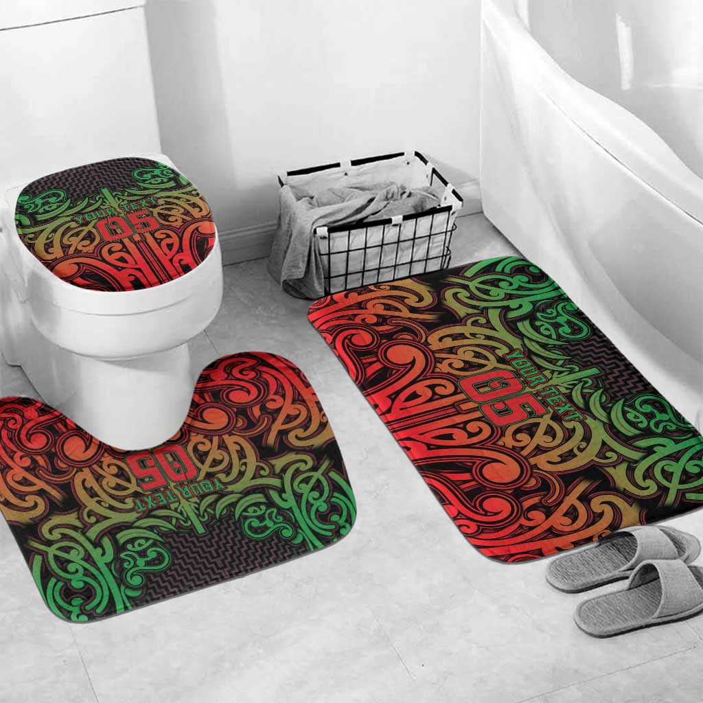 Custom Aotearoa Tuhoe Bathroom Set Maori Tribal Pattern Mix Poutama LT05 Mat Set Only (3 pcs) One Size Black - Polynesian Pride