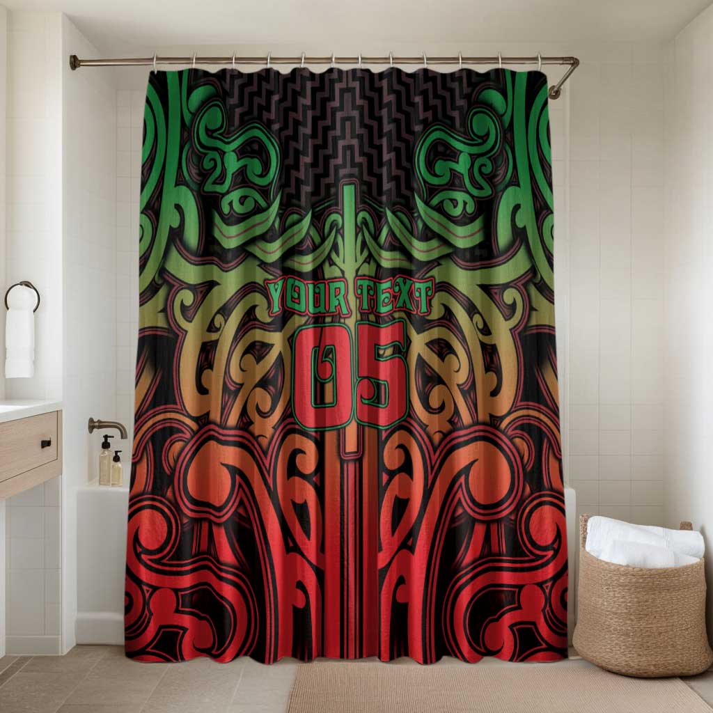 Custom Aotearoa Tuhoe Bathroom Set Maori Tribal Pattern Mix Poutama LT05 Shower Curtain Only Black - Polynesian Pride