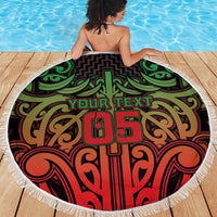 Custom Aotearoa Tuhoe Beach Blanket Maori Tribal Pattern Mix Poutama LT05 - Polynesian Pride