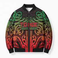 Custom Aotearoa Tuhoe Bomber Puffer Jacket Maori Tribal Pattern Mix Poutama