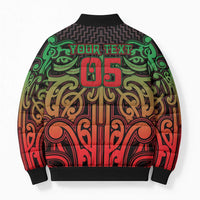 Custom Aotearoa Tuhoe Bomber Puffer Jacket Maori Tribal Pattern Mix Poutama