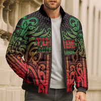 Custom Aotearoa Tuhoe Bomber Puffer Jacket Maori Tribal Pattern Mix Poutama