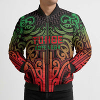 Custom Aotearoa Tuhoe Bomber Puffer Jacket Maori Tribal Pattern Mix Poutama