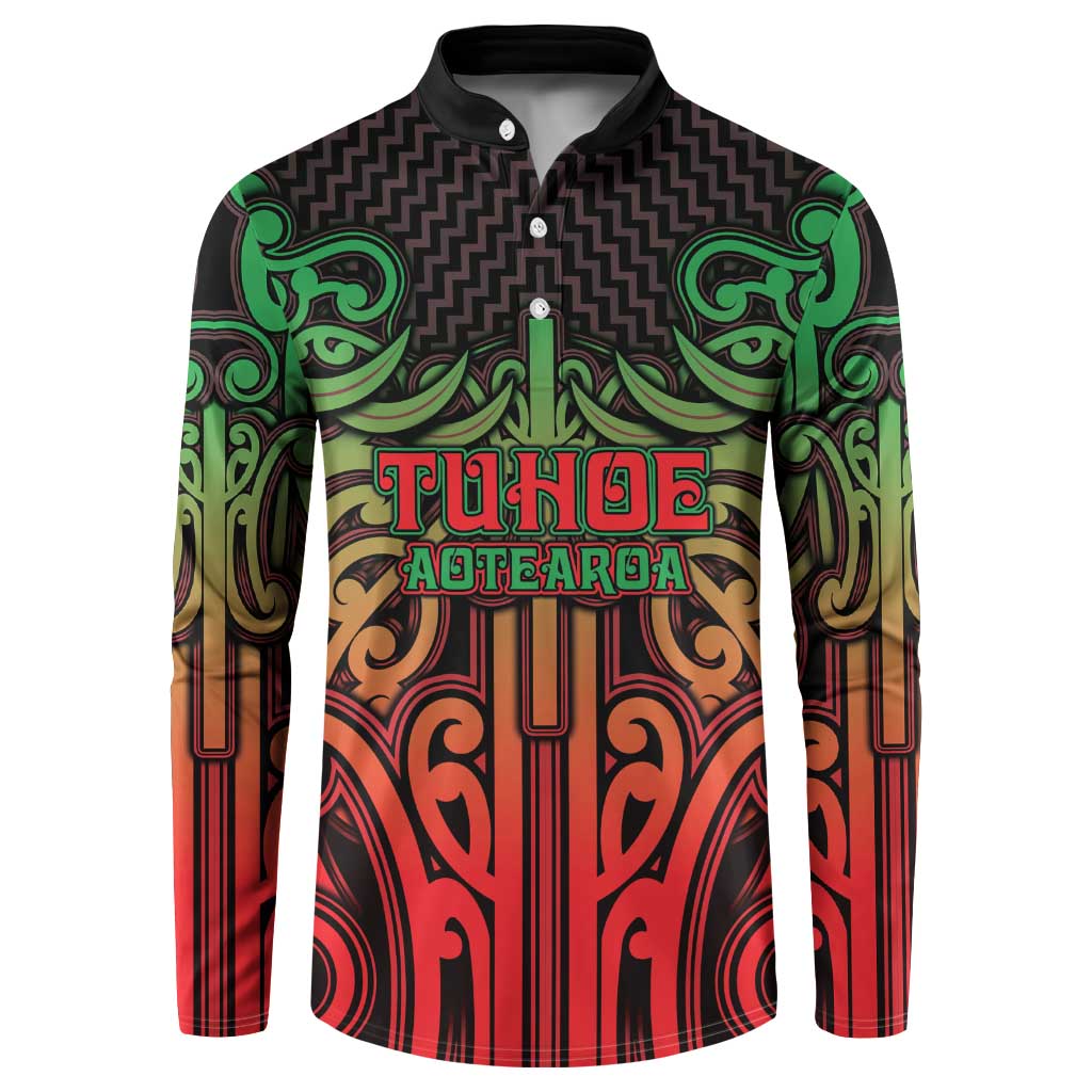 Custom Aotearoa Tuhoe Button Sweatshirt Maori Tribal Pattern Mix Poutama LT05 Black - Polynesian Pride