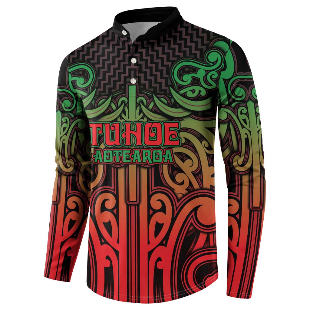 Custom Aotearoa Tuhoe Button Sweatshirt Maori Tribal Pattern Mix Poutama LT05 - Polynesian Pride