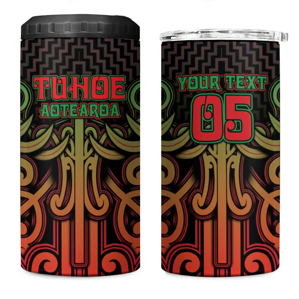Custom Aotearoa Tuhoe 4 in 1 Can Cooler Tumbler Maori Tribal Pattern Mix Poutama LT05 One Size: 16 oz Black - Polynesian Pride