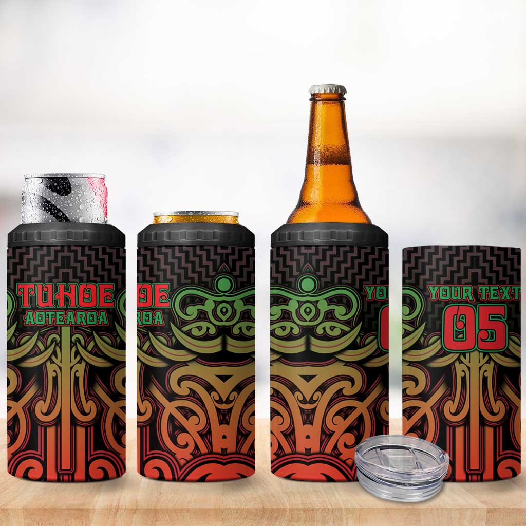 Custom Aotearoa Tuhoe 4 in 1 Can Cooler Tumbler Maori Tribal Pattern Mix Poutama LT05 - Polynesian Pride
